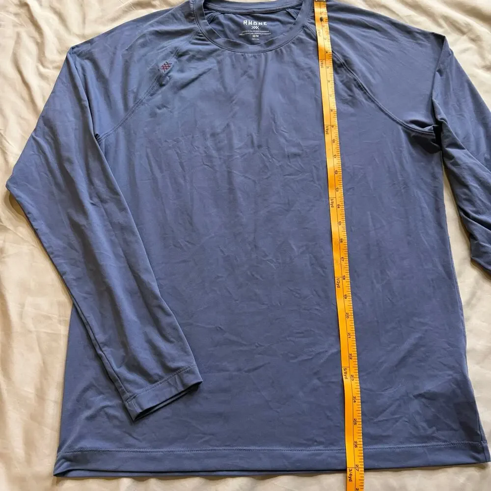 Rhone Men’s Long Sleeve Performance Shirt Blue Athletic Training Top Size M - Picture 7 of 9